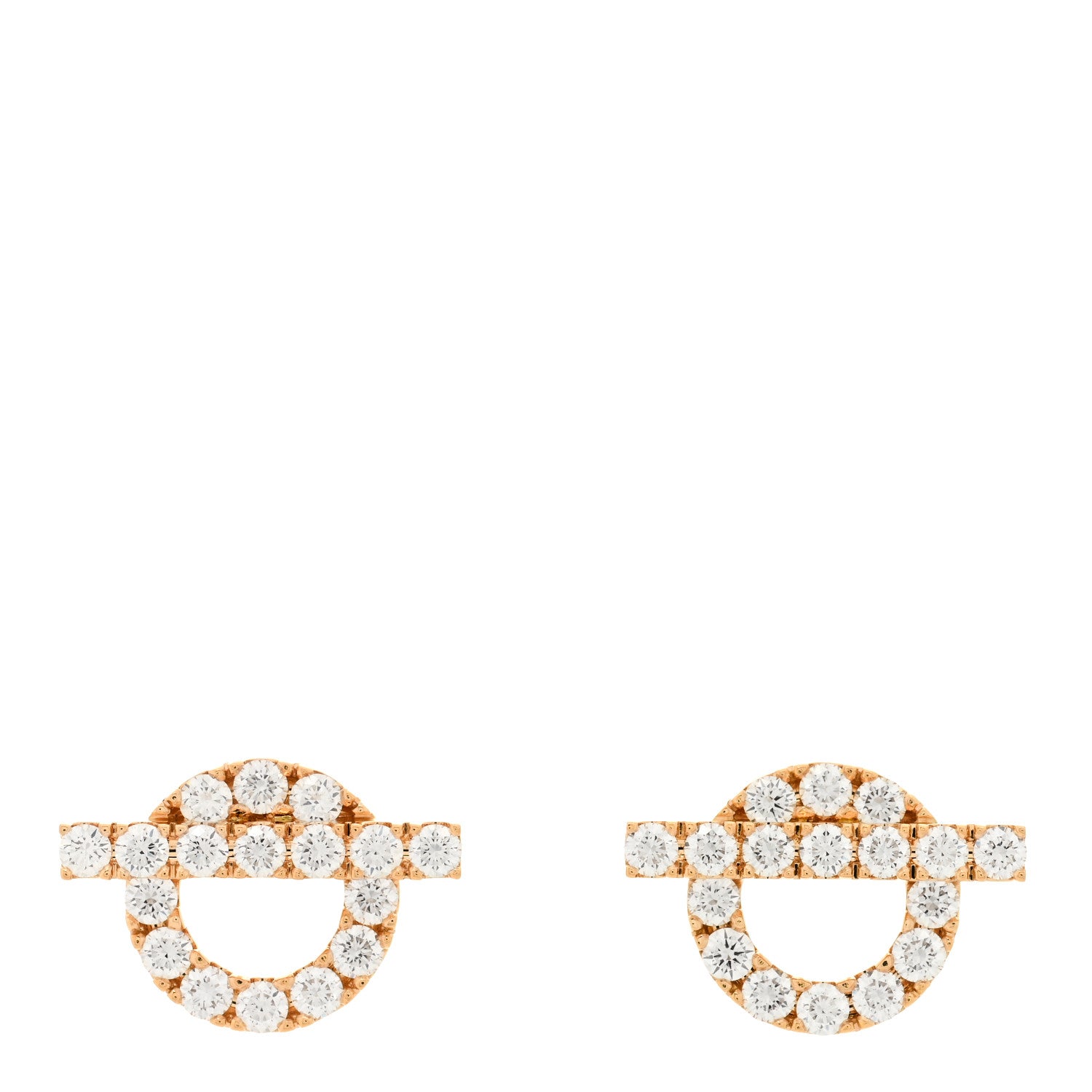 Hermes 18K Rose Gold Diamond Finesse Earrings 1 of 3