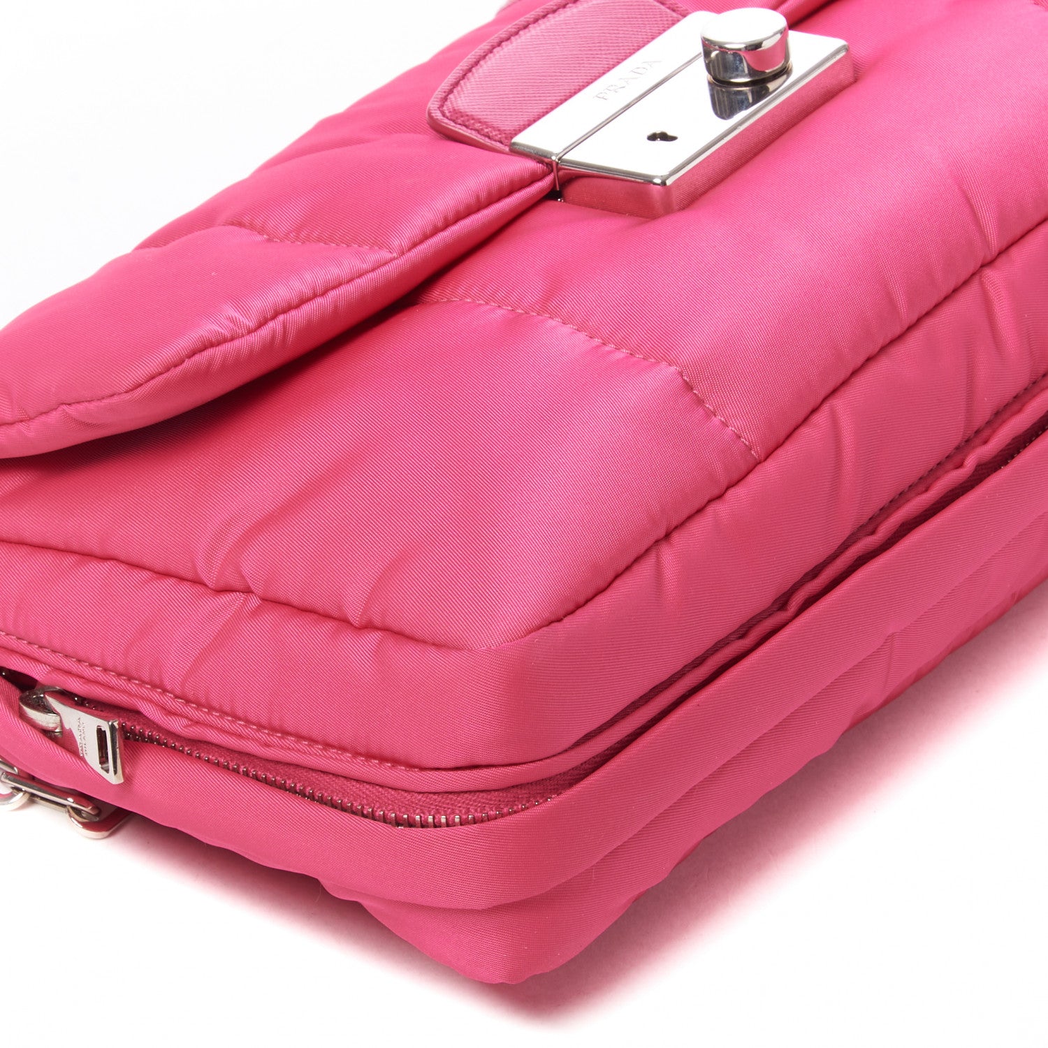 Prada Tessuto Nylon Bomber Sound Chain Flap Shoulder Bag Fuxia 5 of 8