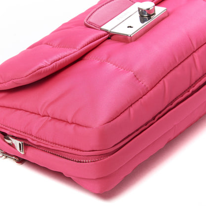 Prada Tessuto Nylon Bomber Sound Chain Flap Shoulder Bag Fuxia 5 of 8