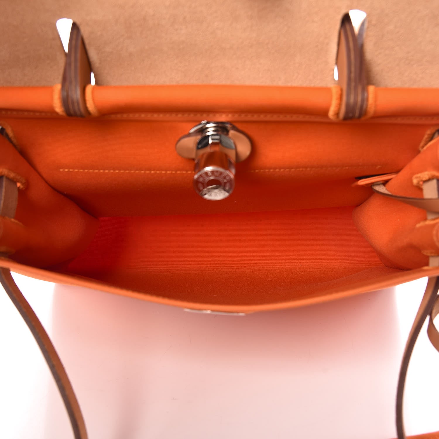 Hermes Natural Barenia Toile Herbag Zip 31 PM Orange 6 of 10