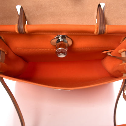 Hermes Natural Barenia Toile Herbag Zip 31 PM Orange 6 of 10