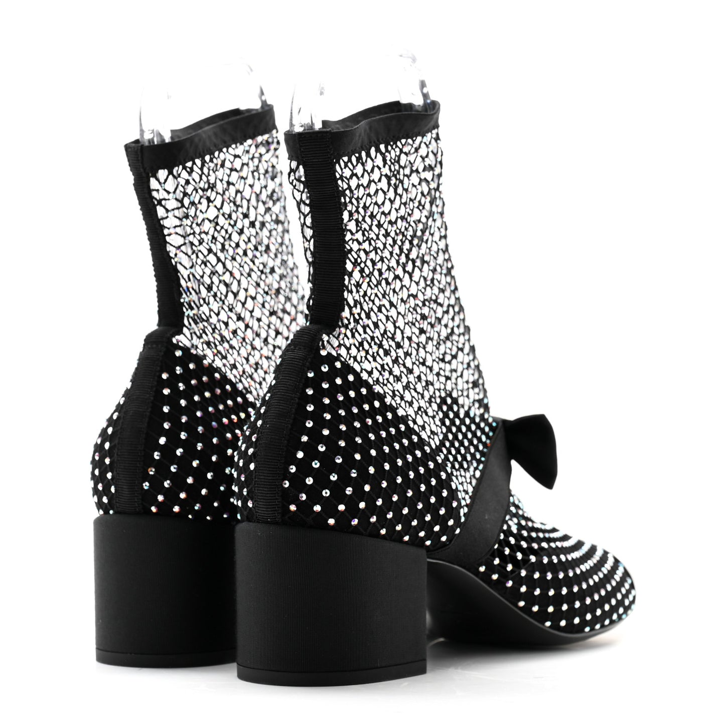 Resille Strass Kid Suede Patent Mary Jane Short Boots 40 Black