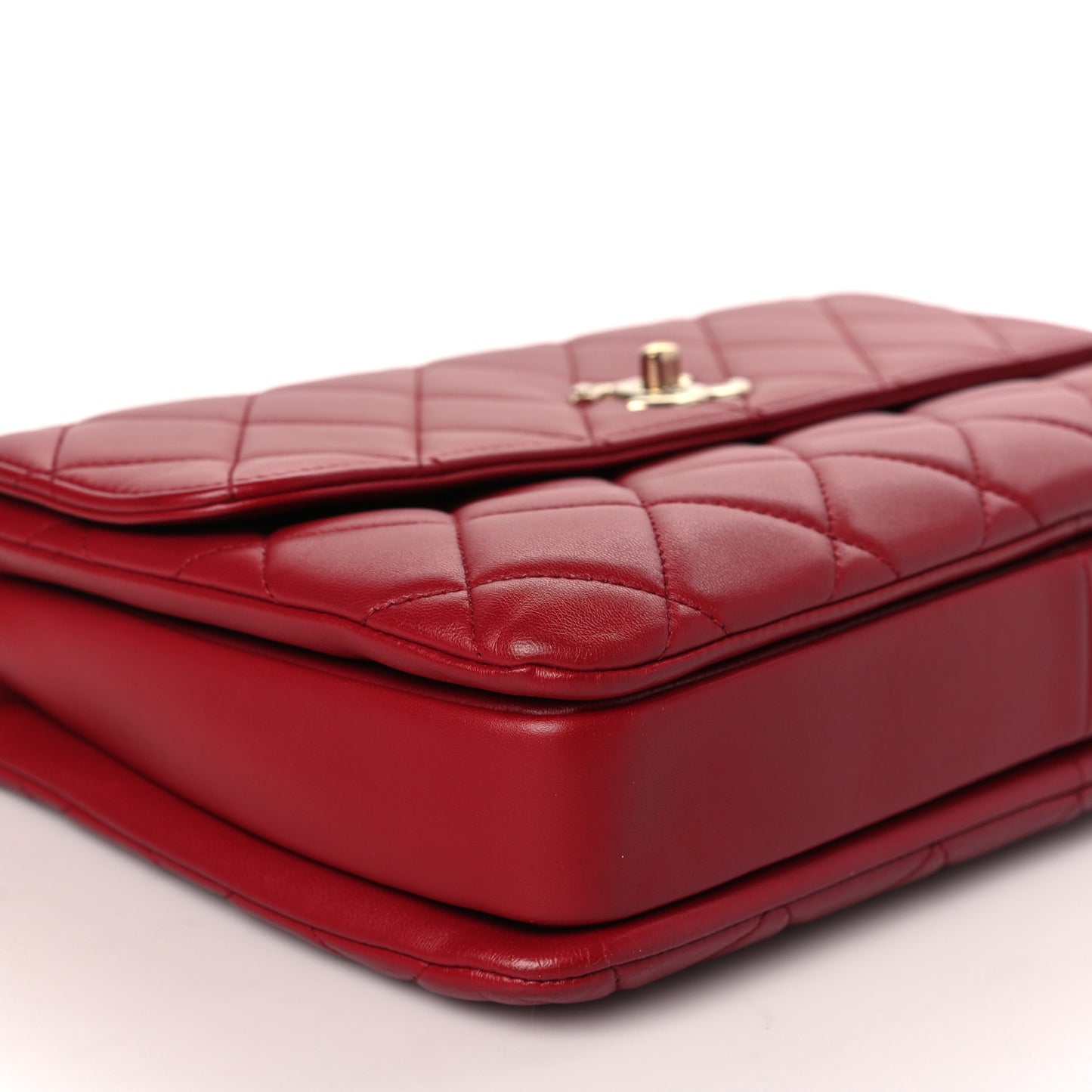 Lambskin Quilted Medium Trendy CC Flap Dual Handle Bag Red