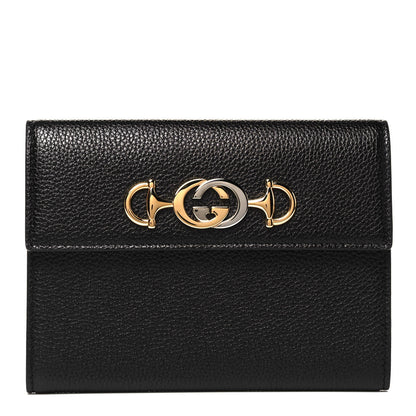 Gucci Grainy Calfskin Zumi Flap Card Case Black 1 of 7