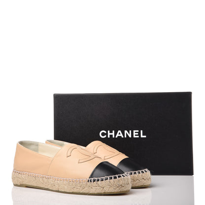 Chanel Lambskin CC Espadrilles 38 Beige Black 13 of 13