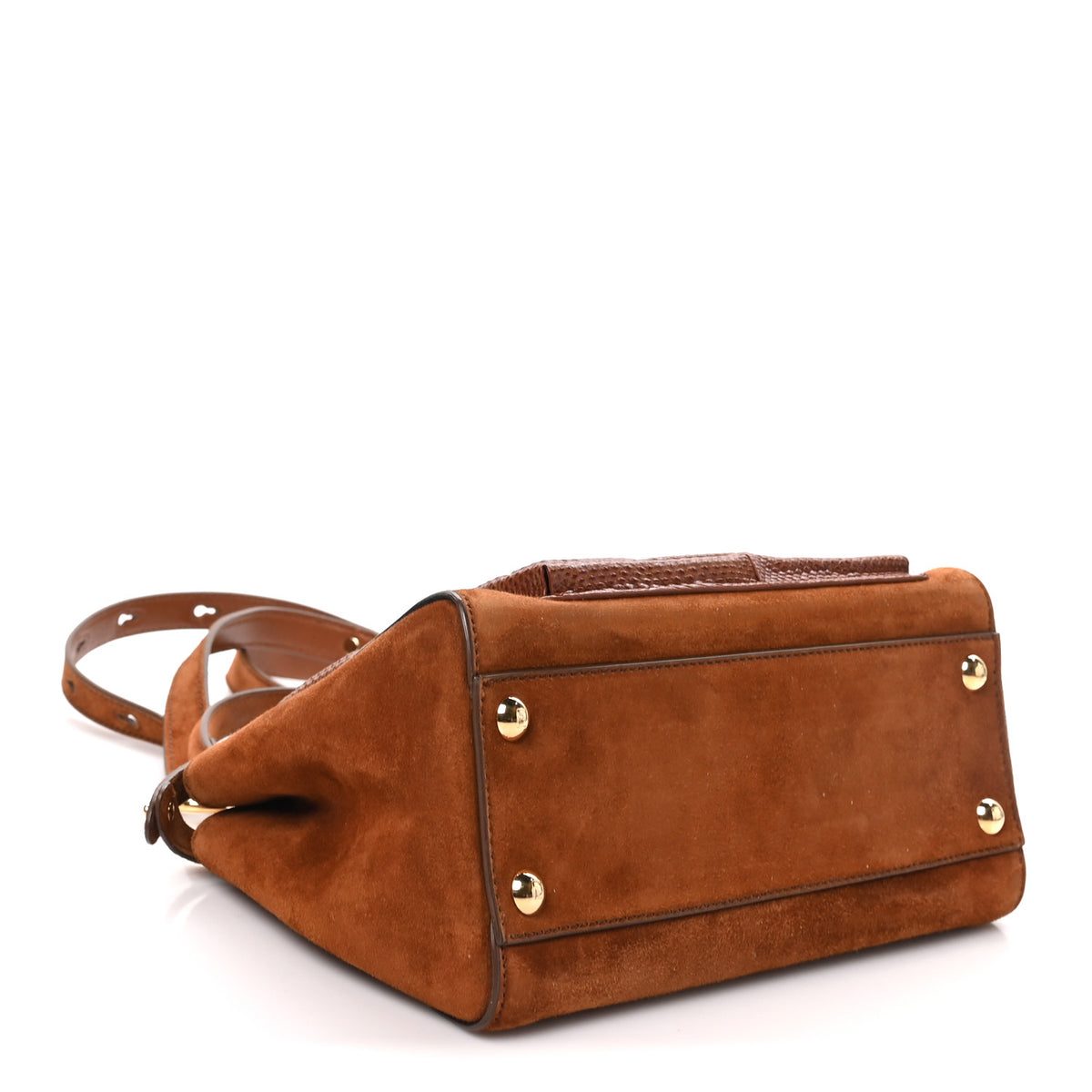 Fendi Chamois Karung Shiny Nappa Mini Pocket Peekaboo Iconic Satchel Cuoio Caramello 4 of 9
