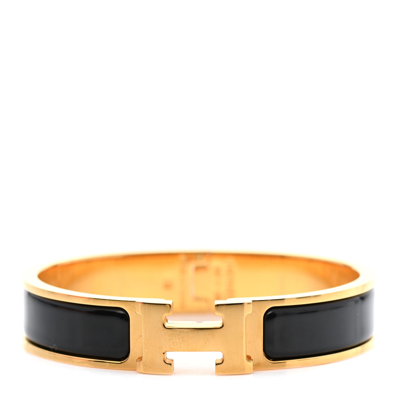 Hermes Enamel Narrow Clic Clac H Bracelet GM Black 1 of 7