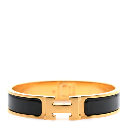 Hermes Enamel Narrow Clic Clac H Bracelet GM Black 1 of 7