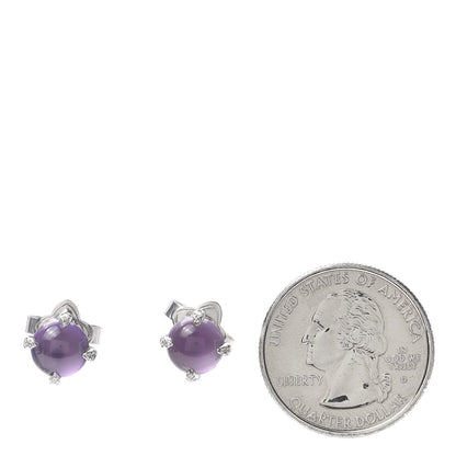 David Yurman Sterling Silver Diamond Amethyst 8mm Chatelaine Stud Earrings 2 of 4