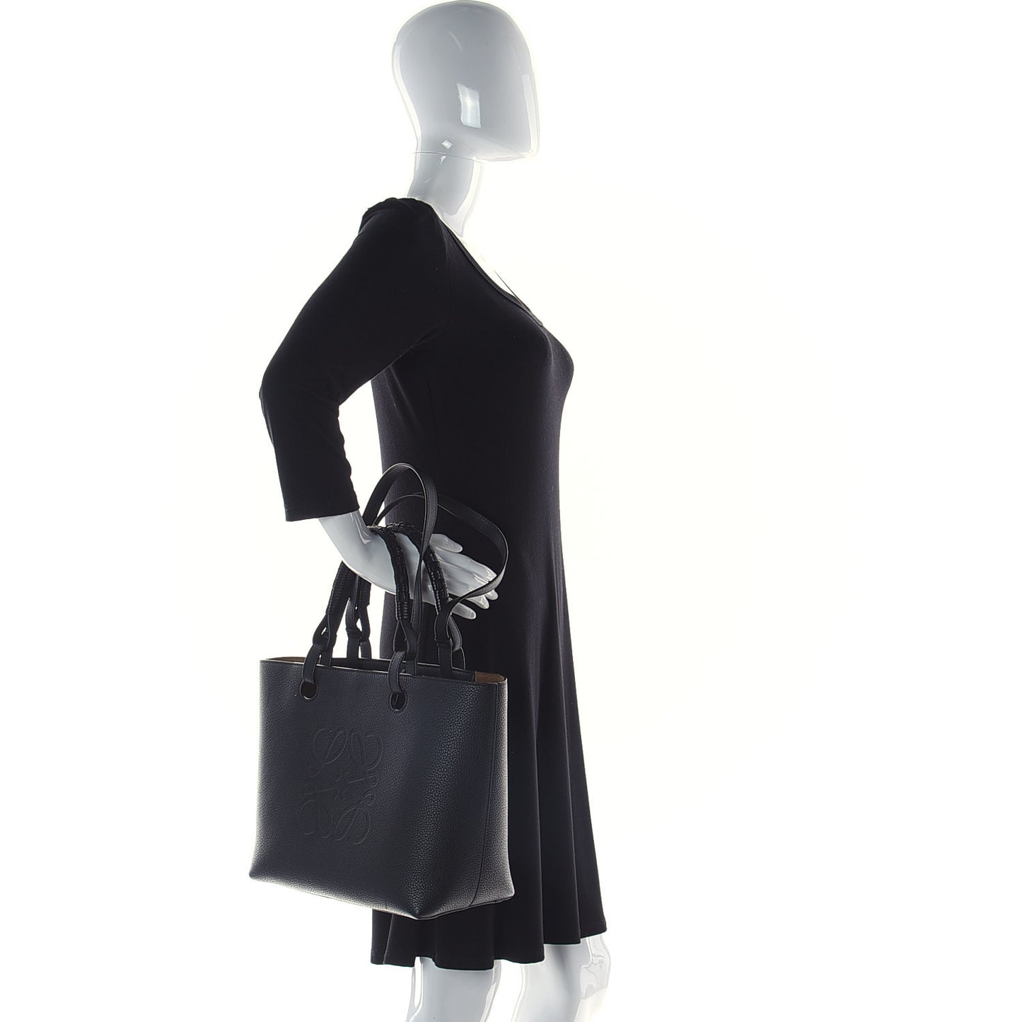 Calfskin Small Anagram Tote Black