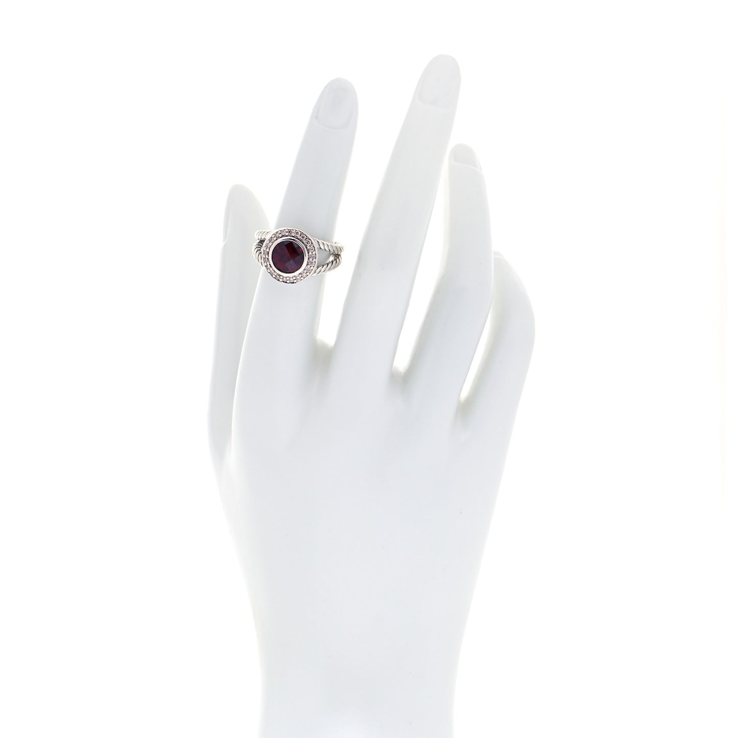 Sterling Silver Diamond Garnet 8mm Petite Cerise Ring 49 5