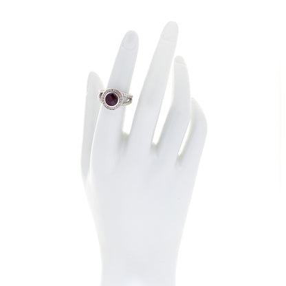 David Yurman Sterling Silver Diamond Garnet 8mm Petite Cerise Ring 49 5 2 of 4