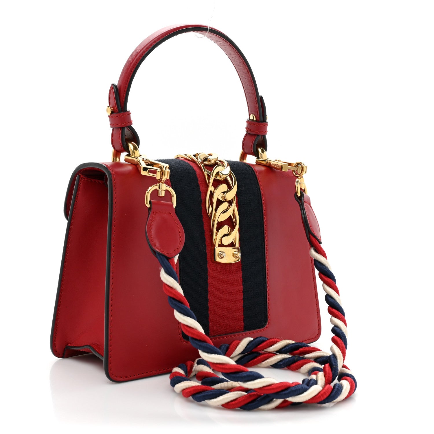 Gucci Calfskin Mini Sylvie Top Handle Bag Hibiscus Red 3 of 13
