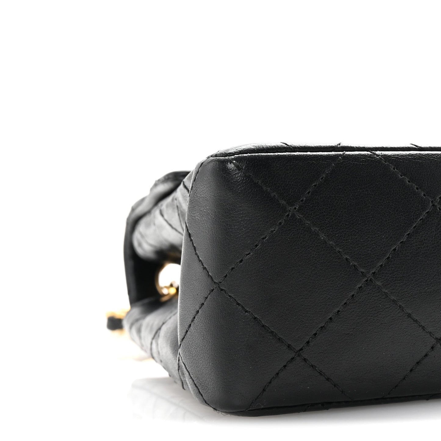 Lambskin Quilted Mini Square Flap Black
