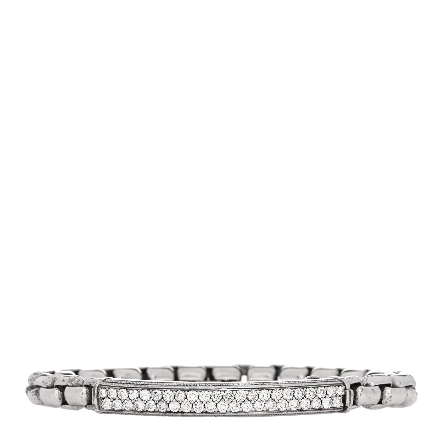Sterling Silver Diamond Pave ID Bar Bracelet