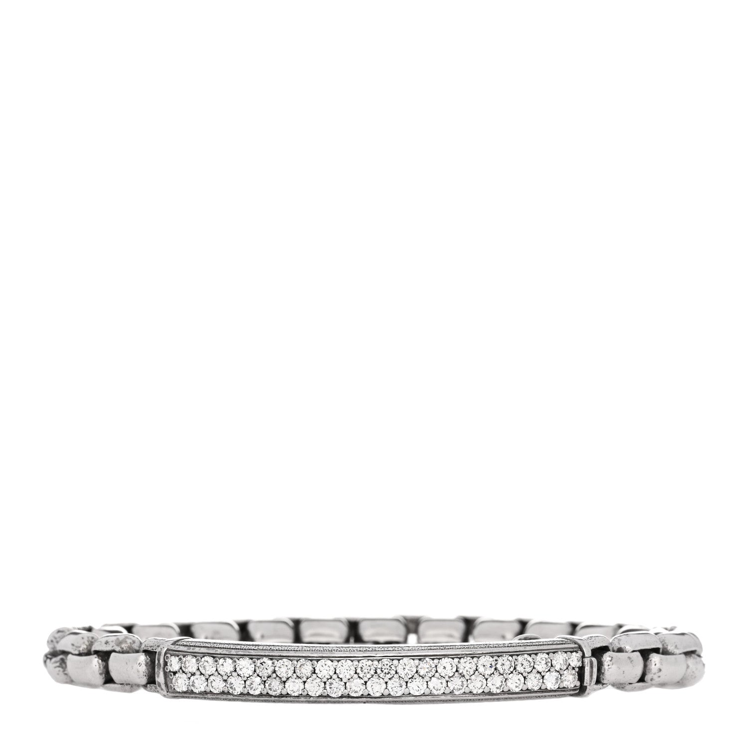 David Yurman Sterling Silver Diamond Pave ID Bar Bracelet 1 of 3