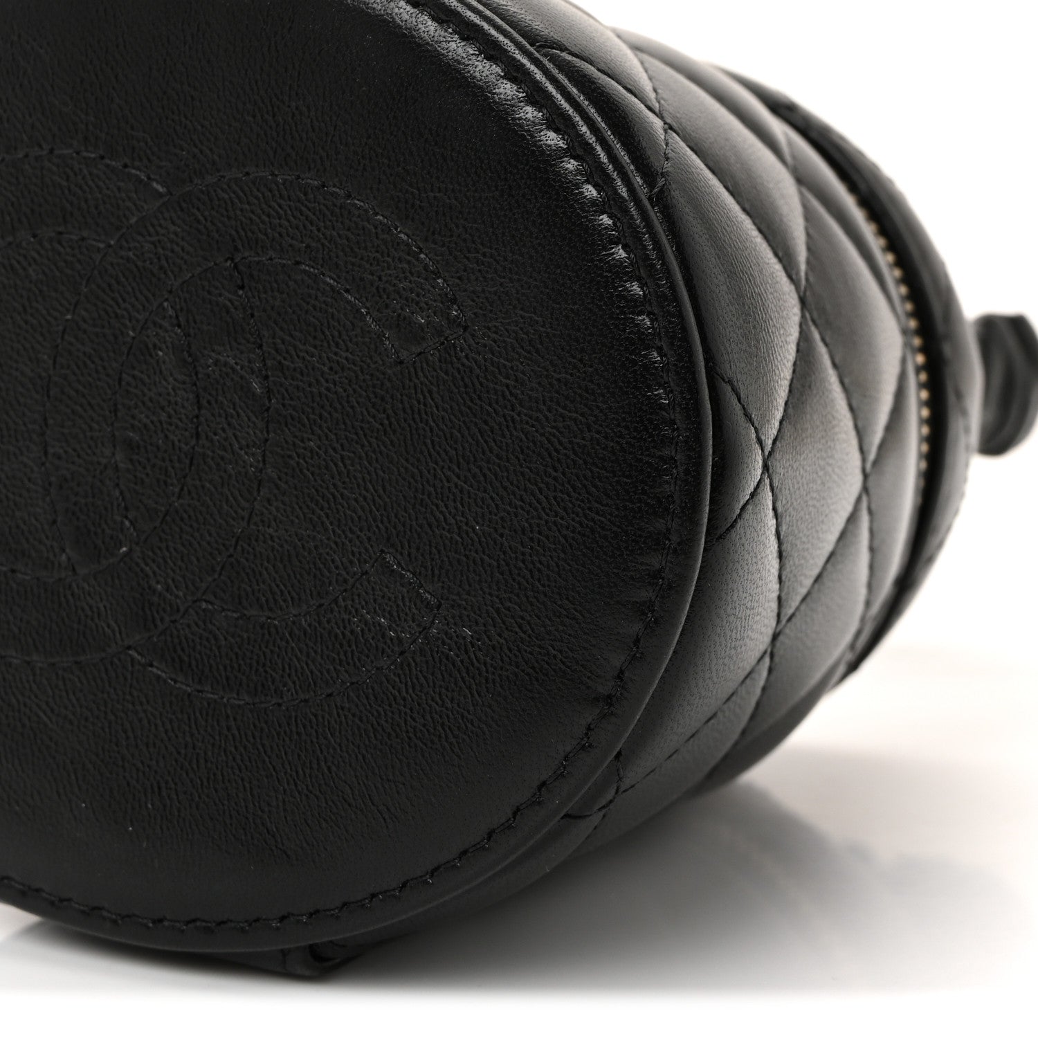 Chanel Lambskin Quilted Ruched Handle Vanity Case Black 9 of 9