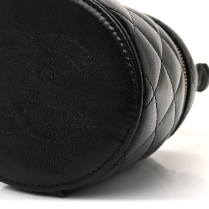 Chanel Lambskin Quilted Ruched Handle Vanity Case Black 9 of 9