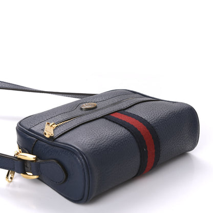 Gucci Textured Calfskin Web Mini Ophidia Shoulder Bag Blue Agata 4 of 11