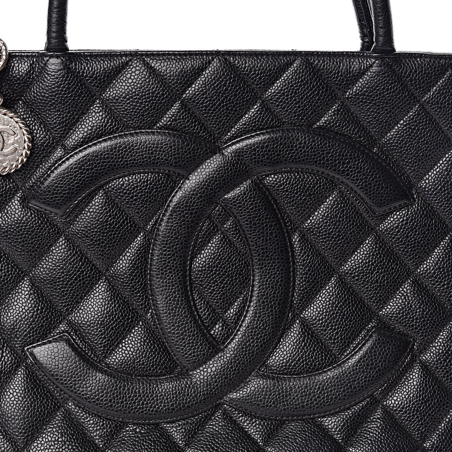 Caviar Quilted Medallion Tote Black