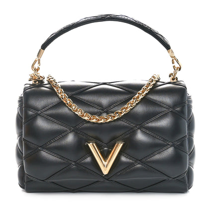 Louis Vuitton Lambskin Malletage Top Handle GO-14 MM Black 1 of 10