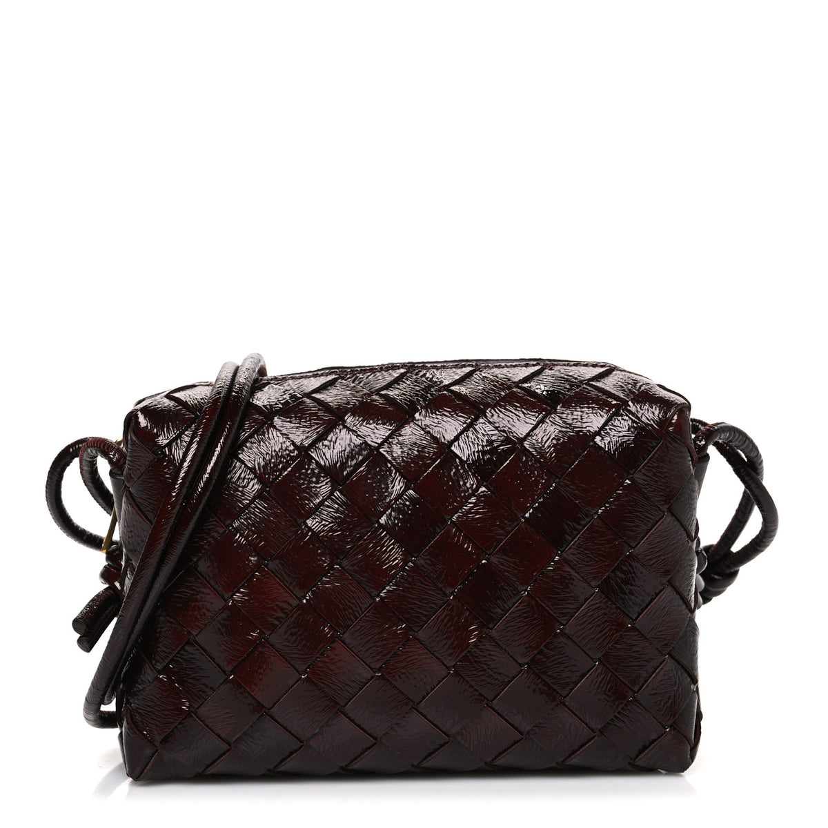 Bottega Veneta Polished Nappa Intrecciato Knot Mini Loop Camera Bag Madder Brown 1 of 9