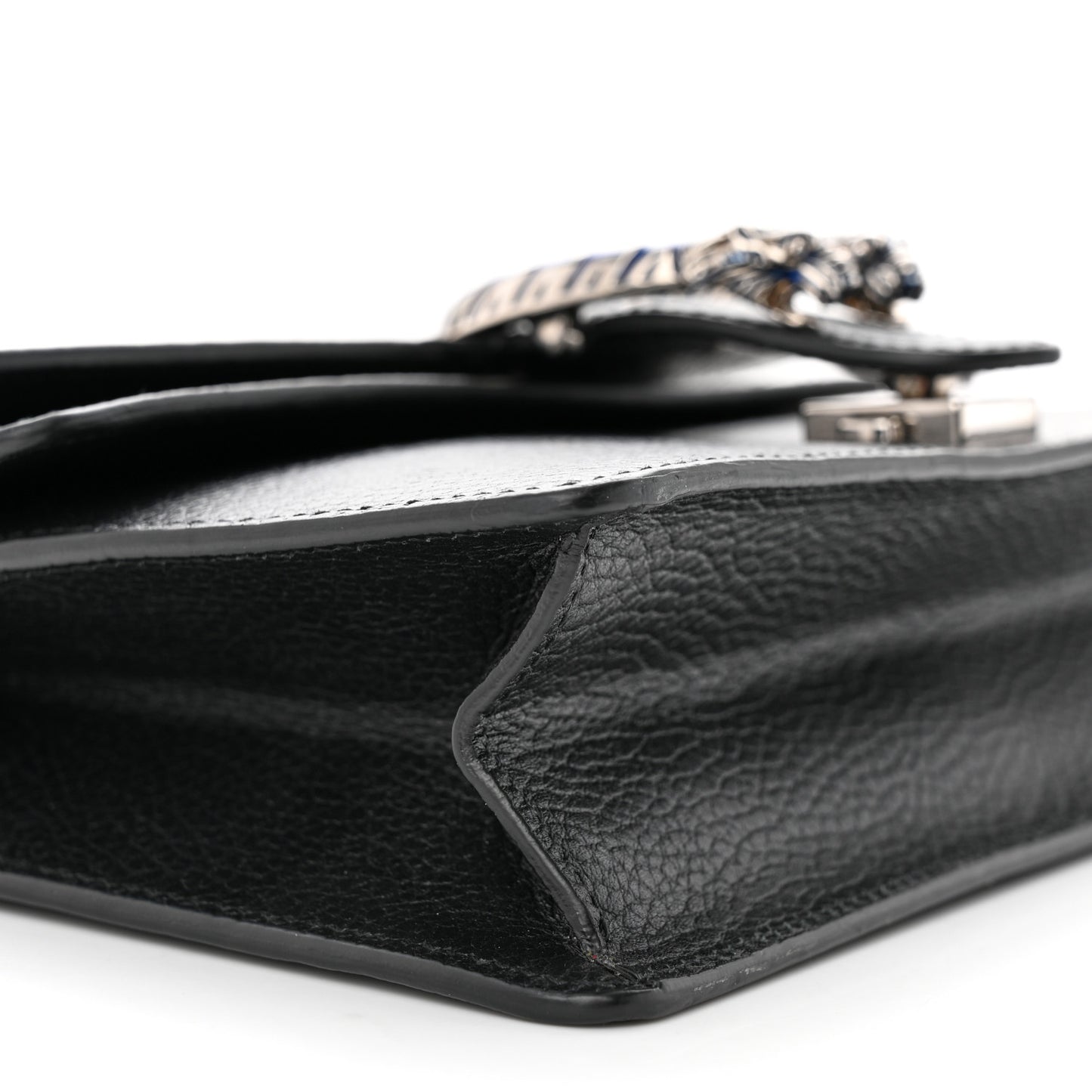 Dollar Calfskin Enamel Small Dionysus Shoulder Bag Black Electric Blue