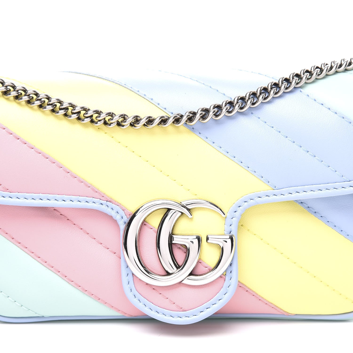 Gucci Calfskin Matelasse Diagonal Super Mini GG Marmont Shoulder Bag Multicolor Pastel 9 of 9