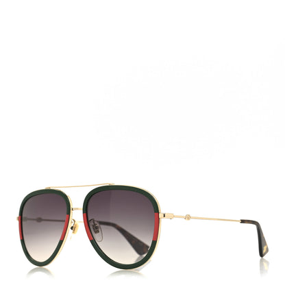 Gucci Web Aviator Sunglasses GG0062S Green Red 1 of 7
