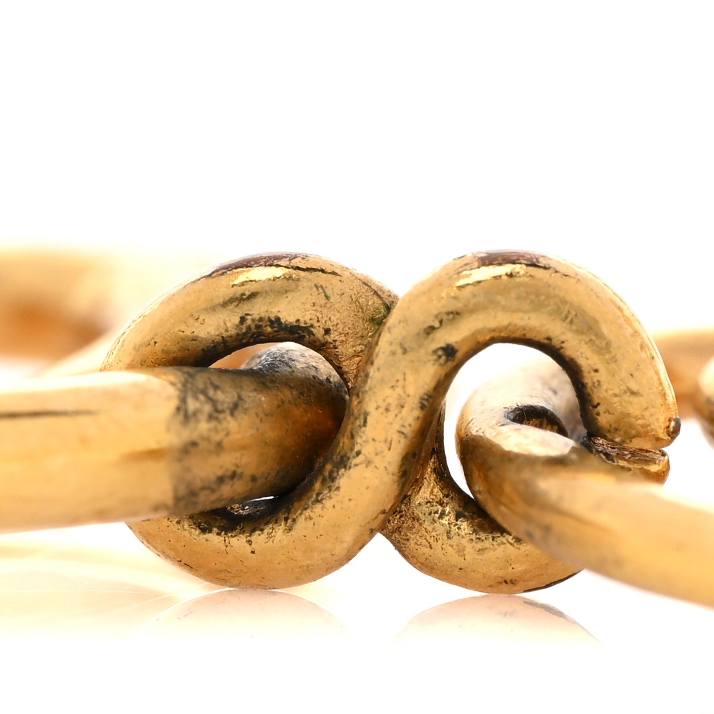 Metal CC Circle Long Drop Clip On Earrings Gold