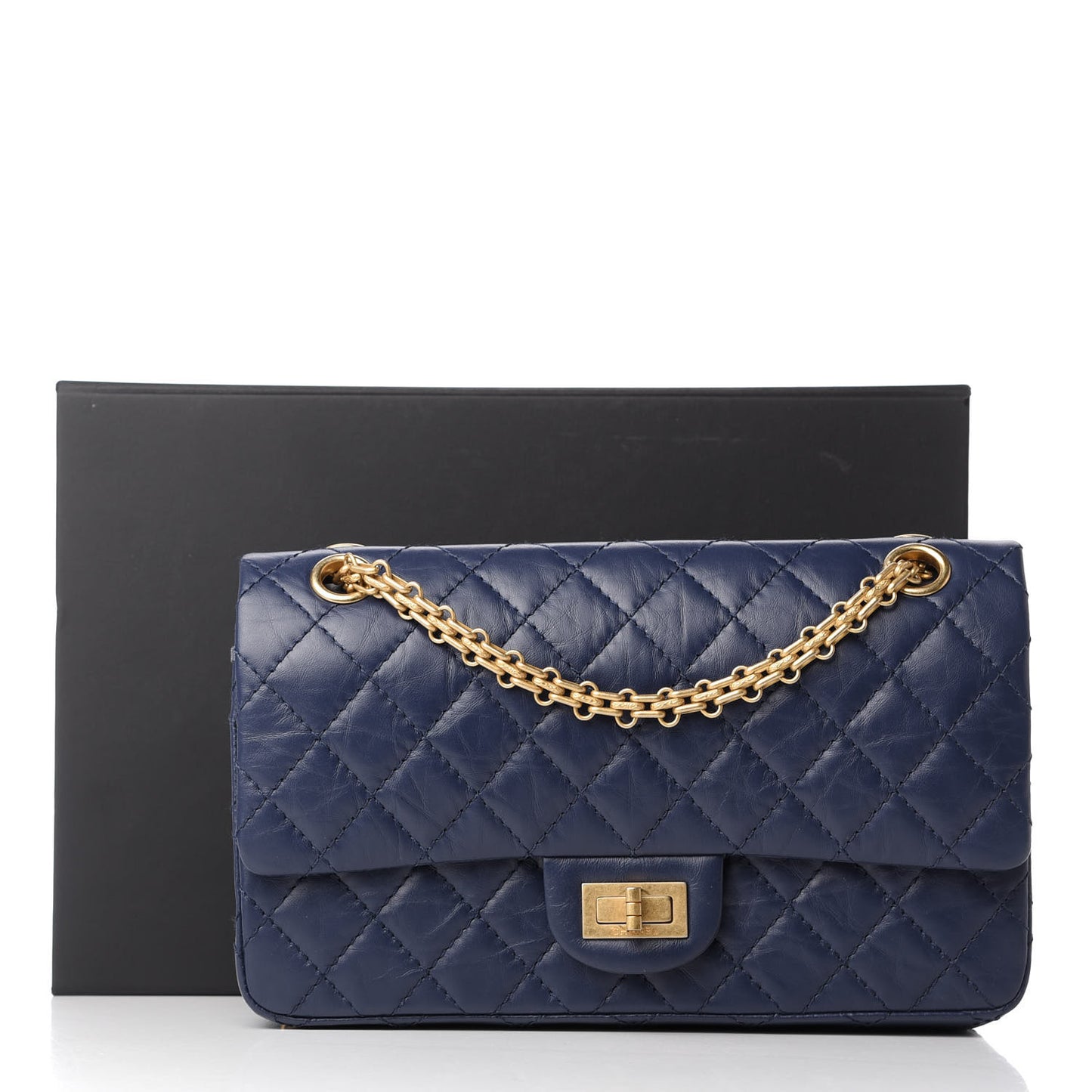 Aged Calfskin Quilted 2.55 Reissue 225 Flap Navy