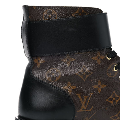 Louis Vuitton Calfskin Monogram Wonderland Flat Ranger Boots 39 Black 16 of 19
