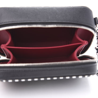 Chanel Caviar Quilted Striped Filigree Vanity Clutch With Chain Black White 5 of 10