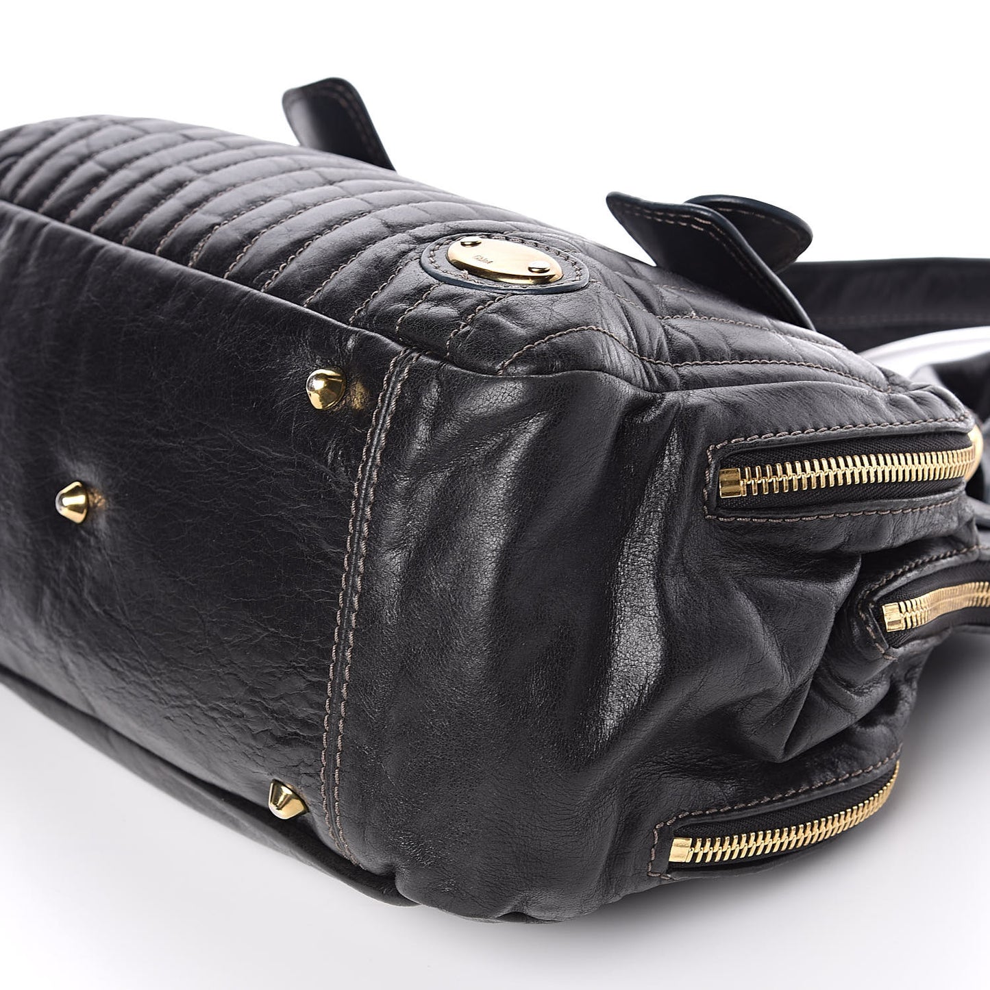 Calfskin Quilted Large Bay Tote Black