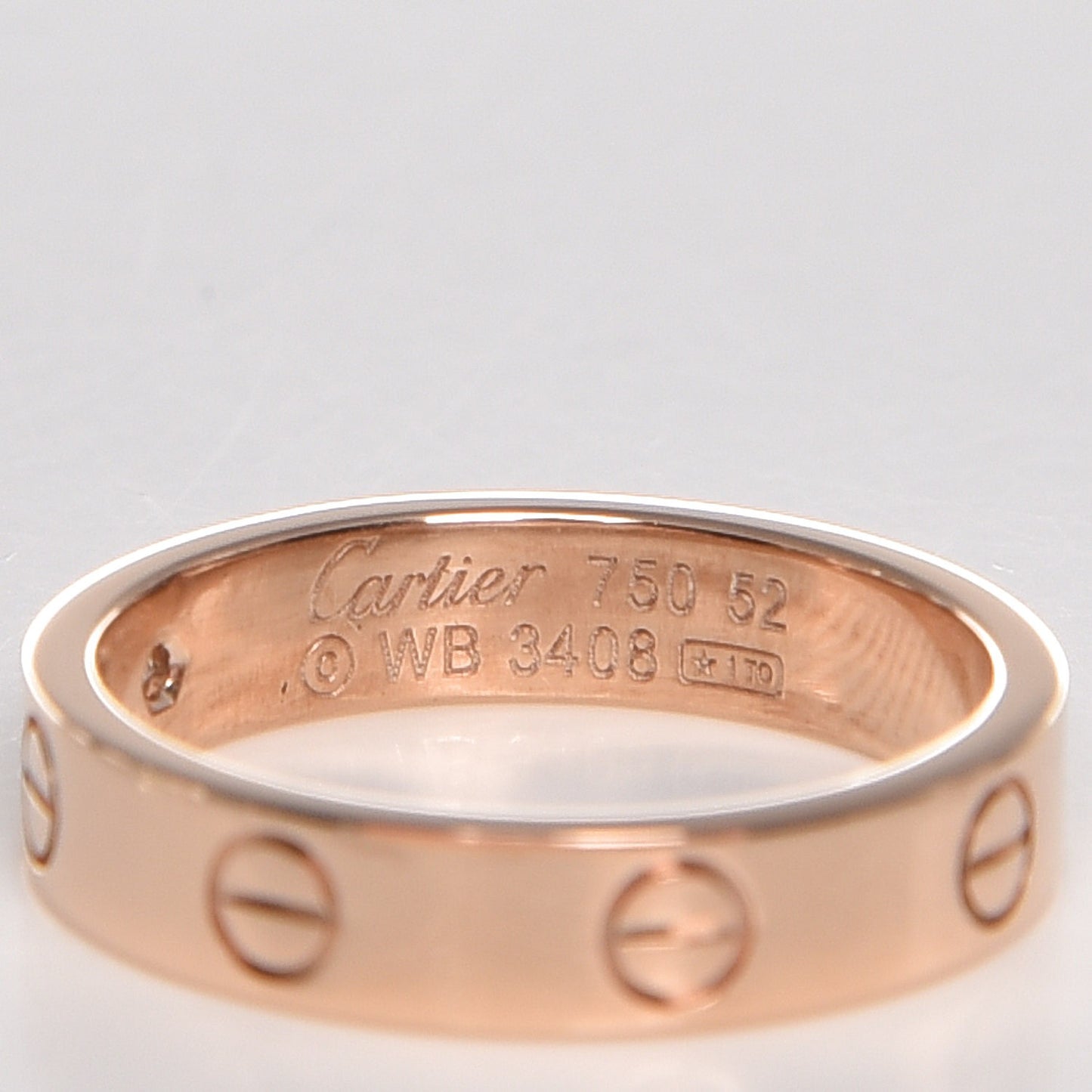 18K Pink Gold Diamond 4mm LOVE Ring 50 5.25