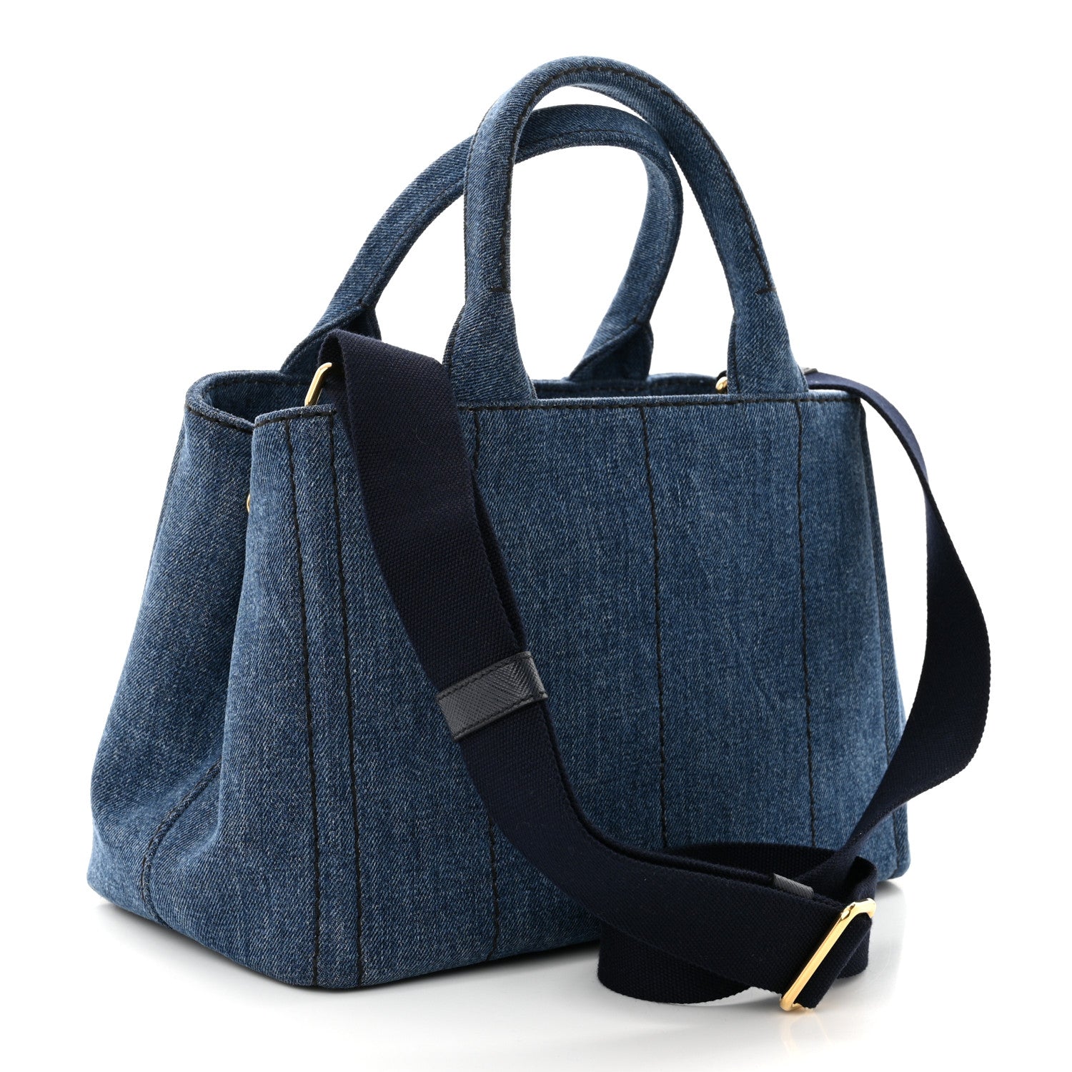 Prada Denim Small Logo Tote Bleu 3 of 10