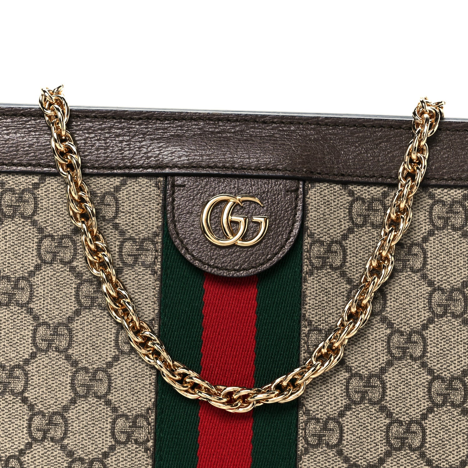 Gucci GG Supreme Monogram Web Medium Ophidia Chain Shoulder Bag Brown 15 of 19