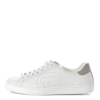Gucci Calfskin Interlocking G Perforated Mens Ace Sneakers 7.5 White Grey Sky 1 of 10