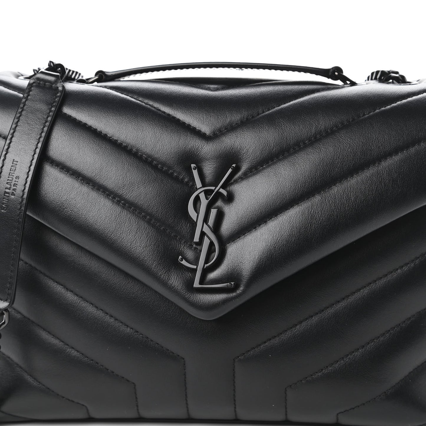 Calfskin Y Quilted Monogram Small Loulou Chain Satchel Black