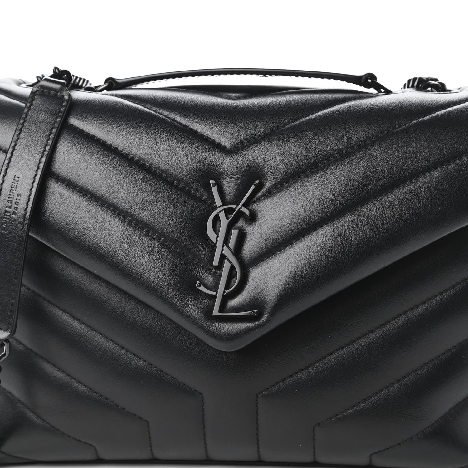 Saint Laurent Calfskin Y Quilted Monogram Small Loulou Chain Satchel Black 10 of 10