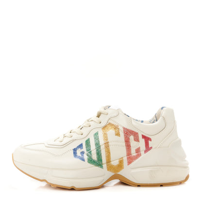 Gucci Calfskin Glitter Game Logo Womens Rhyton Sneakers 36.5 36.5 Mystic White 1 of 11
