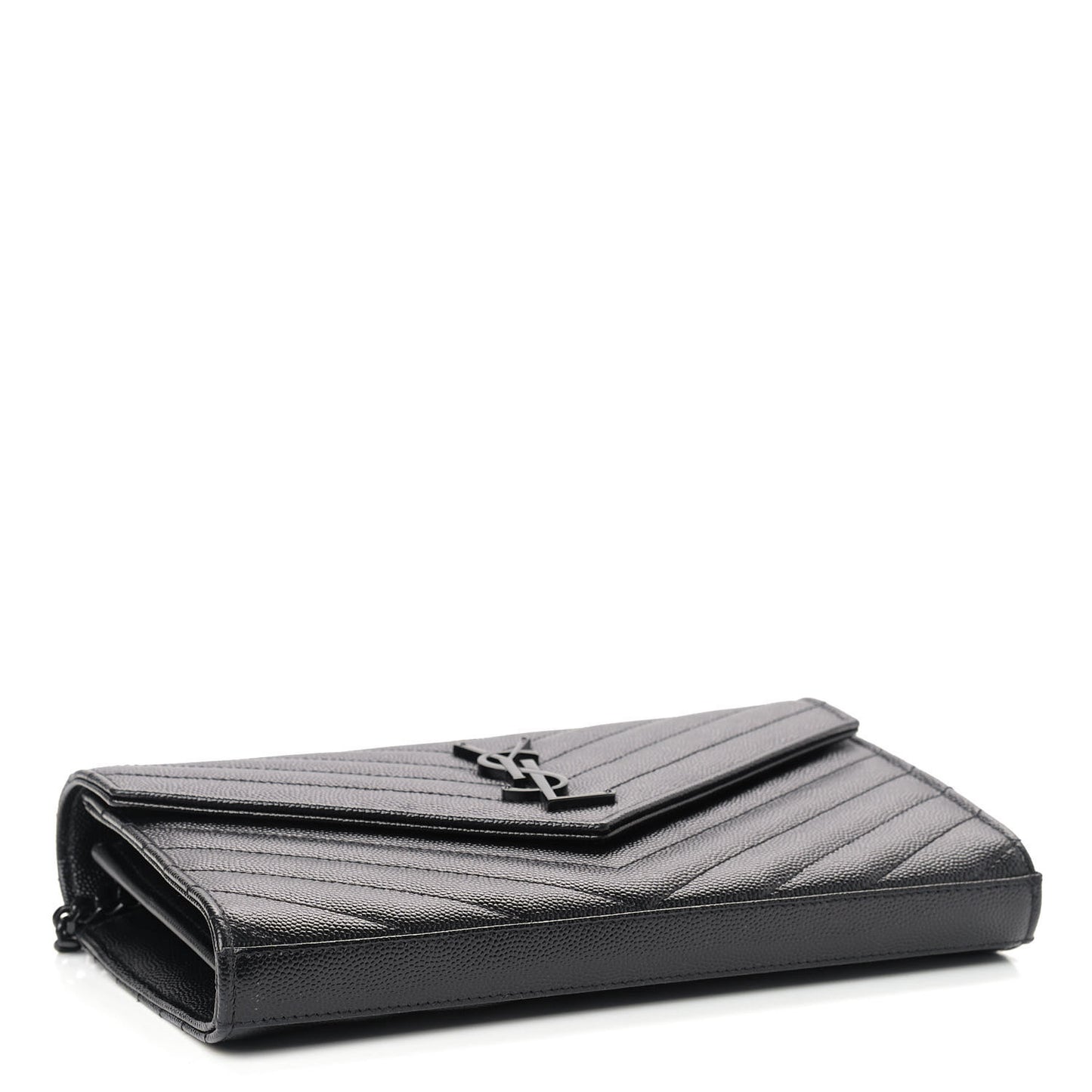 Grain De Poudre Matelasse Chevron Monogram Chain Wallet Black