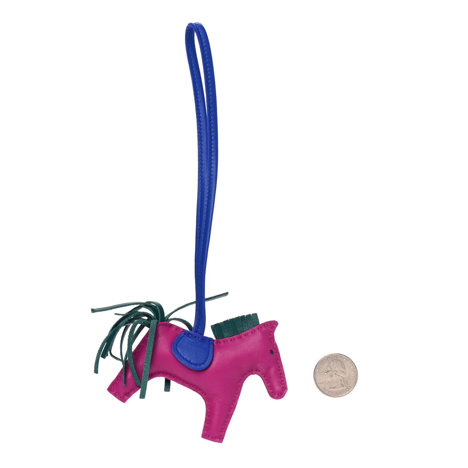 Hermes Milo Lambskin Grigri Rodeo Horse Bag Charm PM Rose Pourpre Bleu Electrique Malachite 2 of 3