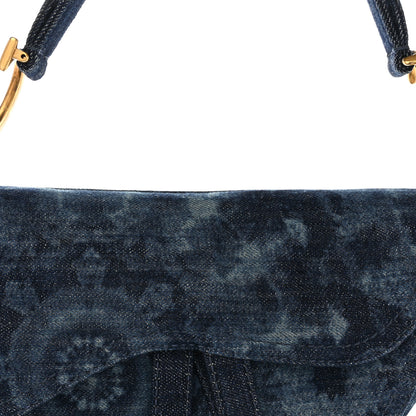 Christian Dior Denim Tie Dye Saddle Bag Blue 8 of 12
