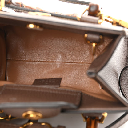 Gucci Monogram Jumbo GG Textured Dollar Calfskin Mini Diana Tote Bag Camel Ebony New Acero 5 of 12