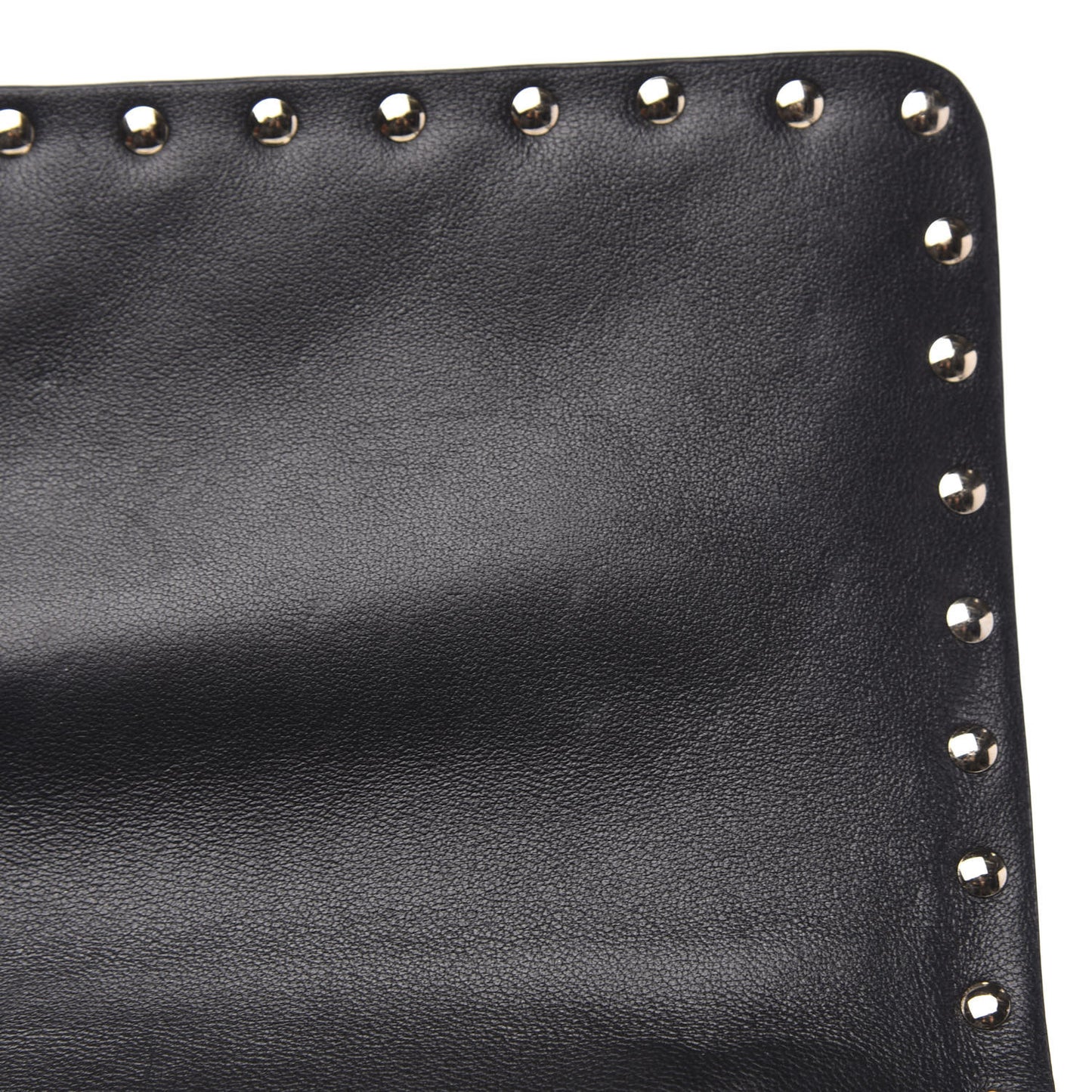 Lambskin Large Rockstud Spike Shoulder Bag Black