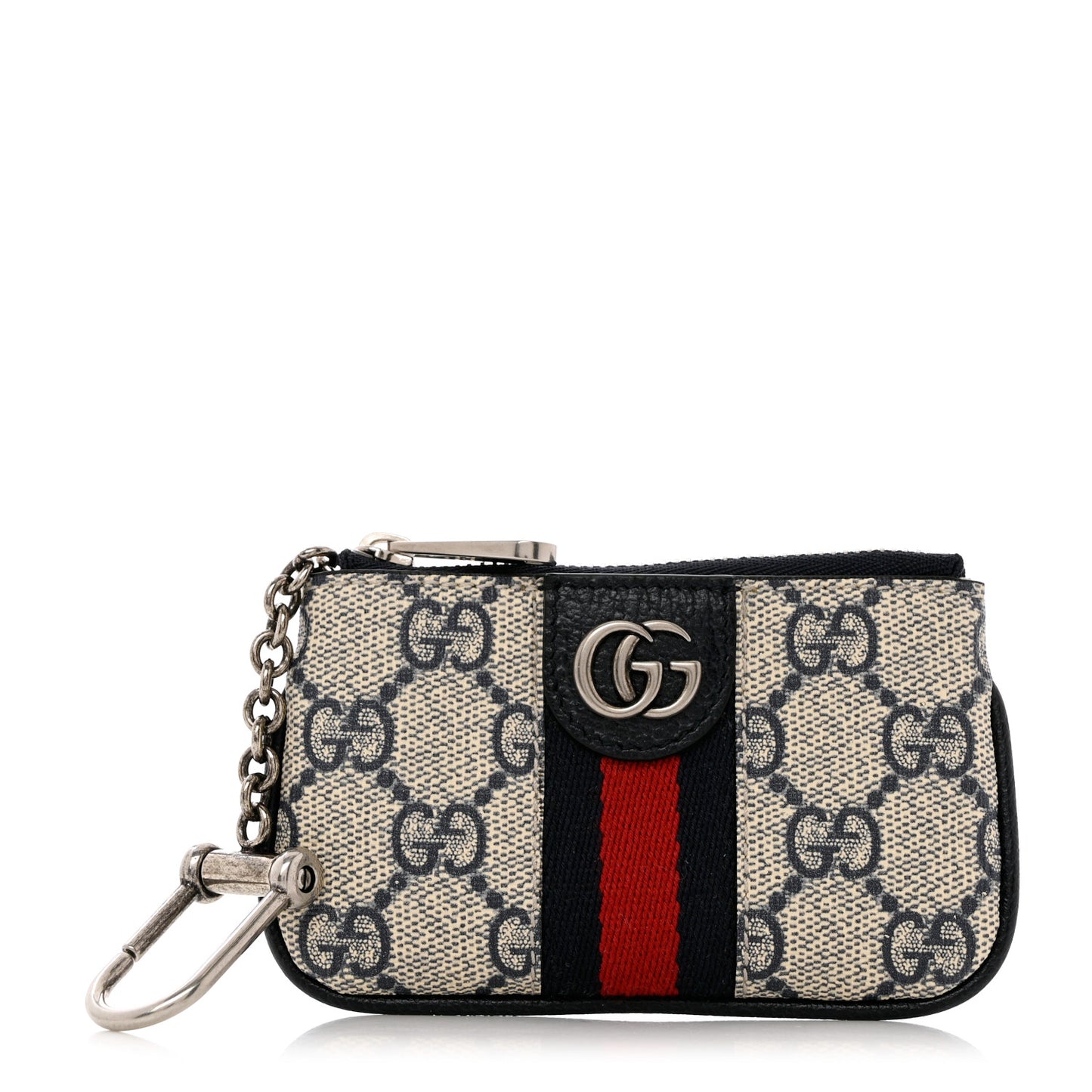 GG Supreme Monogram Web Ophidia Key Case Beige Blue