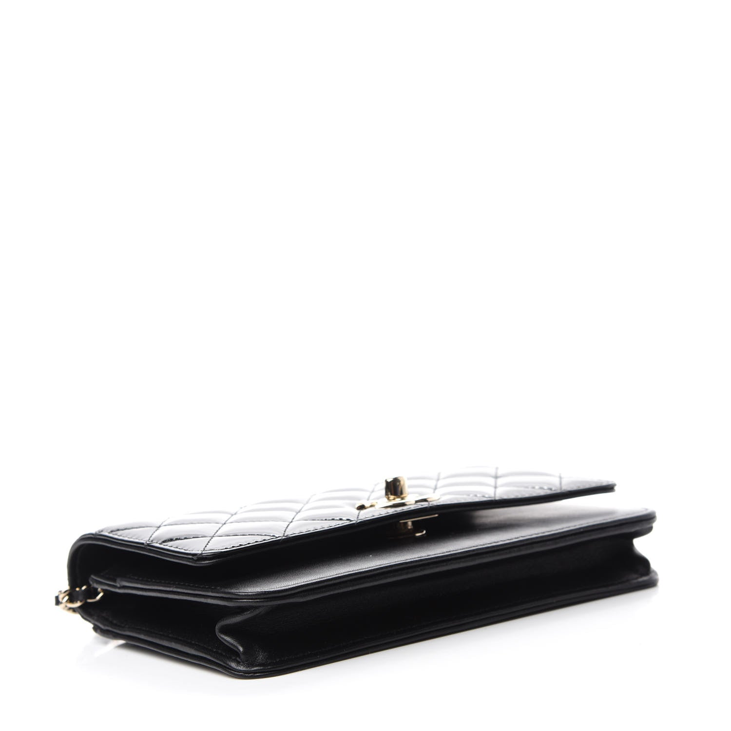 Chanel Patent Lambskin Quilted Wallet On Chain WOC Black 4 of 14