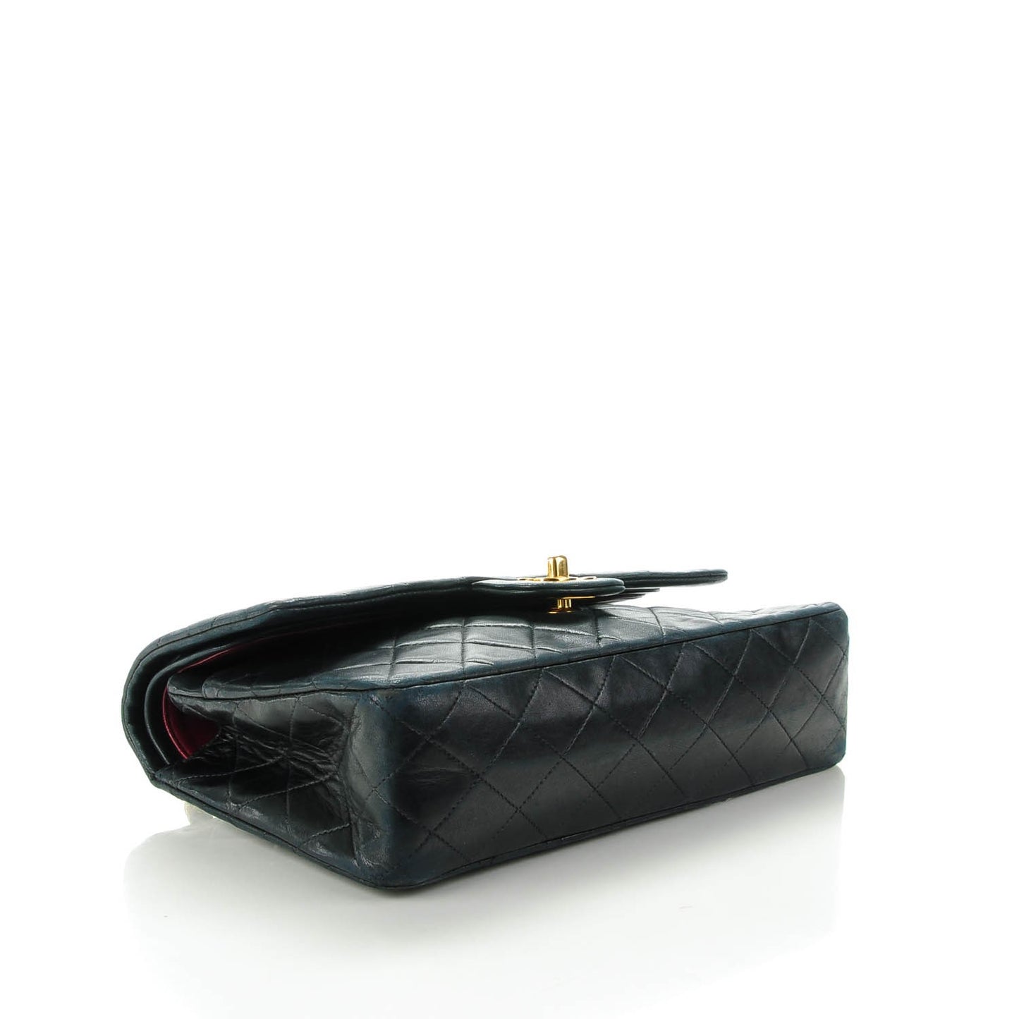 Lambskin Quilted Medium Double Flap Black
