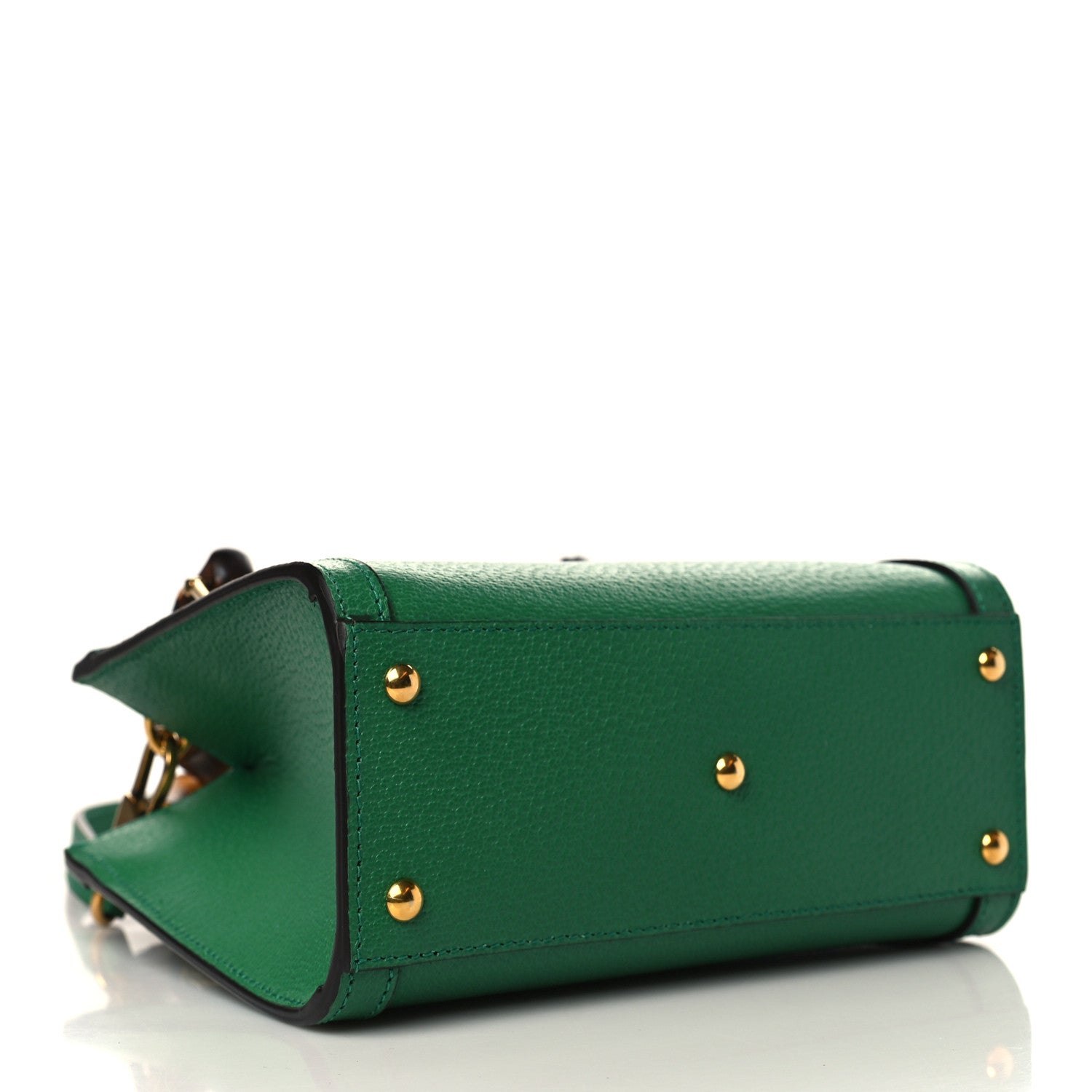 Gucci Textured Dollar Calfskin Web Mini Diana Tote Bag Green Blue 4 of 9